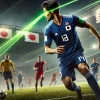 サッカー試合中のレーザーポインター