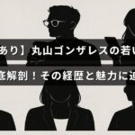 若き日の丸山ゴンザレスの写真を背景に、彼の経歴と魅力を詳しく紹介する記事のタイトルが中央に表示されている画像。