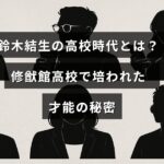 鈴木結生が修猷館高校での学生時代に育んだ潜在能力を表現したデザインで、中央に記事のテーマを示す文字が配置されています。