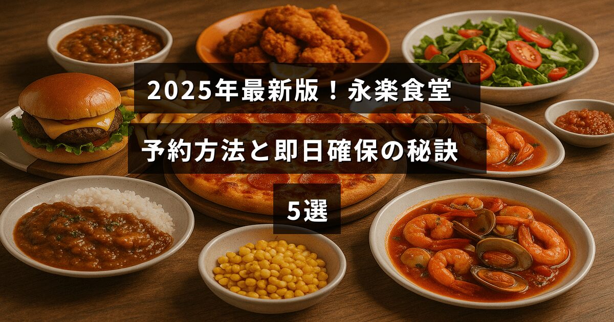 永楽食堂の予約手順と当日予約を成功させるためのコツを解説した記事の見出しが中央に表示されている画像