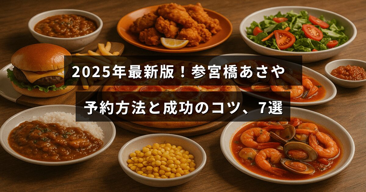 参宮橋あさやの予約手順と予約を確実に取るための7つのポイントを紹介する画像、中央にタイトルテキストが配置されている
