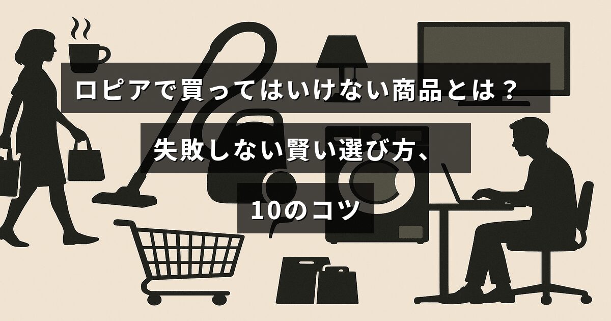 ロピアのおすすめしない商品と失敗を避けるための賢い購入ポイントを紹介したブログ記事のタイトルテキストが中央に表示された画像