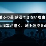 火垂るの墓の過激な内容が原因で地上波放送が難しい事情を説明した記事のタイトルが中央に表示された画像