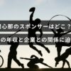 開心那の収入源と企業とのつながりを示すグラフが背景にあり、中央に記事の主要テーマを表すテキストが配置された画像