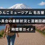 うんこミュージアム名古屋の現在の来場者数状況と、混雑を避けるためのおすすめの時間帯を案内する画像