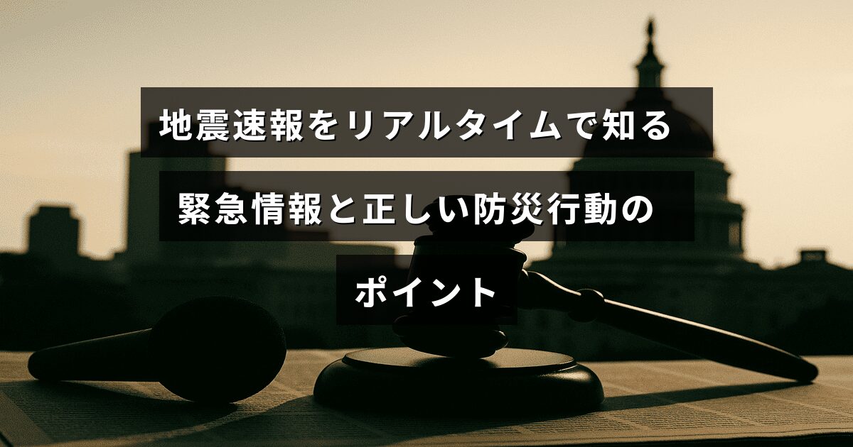 地震発生を知らせる速報画面と、迅速な防災対策の重要ポイントを示す情報表示のイメージ