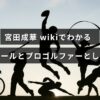 宮田成華さんの経歴とプロゴルファーとしての活動を紹介する記事のタイトルが中央に表示された画像