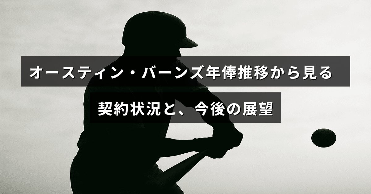 オースティン・バーンズ選手の年俸変動をグラフで示し、契約内容と将来の見通しを解説した画像