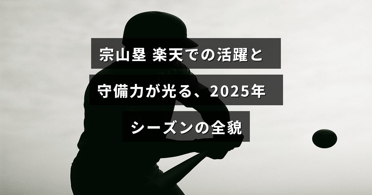 楽天イーグルスの宗山塁選手が2025年シーズンに守備で躍動する様子を示すデザインの画像