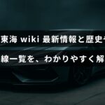 JR東海の会社概要や歴史、主要路線の一覧を簡潔に紹介する記事のタイトルが中央に表示された画像