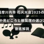 薩摩川内市の2025年花火大会の開催日やおすすめポイント、観覧席の選び方をわかりやすく紹介する記事のタイトルが中央に表示された画像。