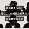 北川景子さんのプロフィールや女優としての歩み、代表的な作品と最新ニュースが紹介されたブログ記事のタイトルが中央に表示された画像