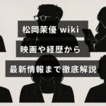 女優の松岡茉優に関する映画出演やキャリアの詳細、最新の活動情報を紹介する記事のタイトルが中央に表示された画像。