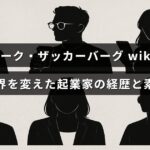 マーク・ザッカーバーグのプロフィールと彼の起業家としての歩みを紹介する記事のタイトルが中央に表示された画像