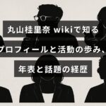 丸山桂里奈のプロフィールや注目の経歴をwiki情報を基に年表でまとめた記事のアイキャッチ画像、中央に記事タイトルの文字が配置されています。