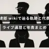 山下達郎の経歴を年表でたどり代表作やライブ遍歴をまとめた記事を示すビジュアルで、中央に記事タイトルの文字が配置されています。