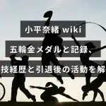 日本のスピードスケート選手・小平奈緒の五輪優勝や記録、現役時代の経歴と引退後の活動を紹介する記事のアイキャッチ画像。中央に記事タイトルの文字が配置されています。